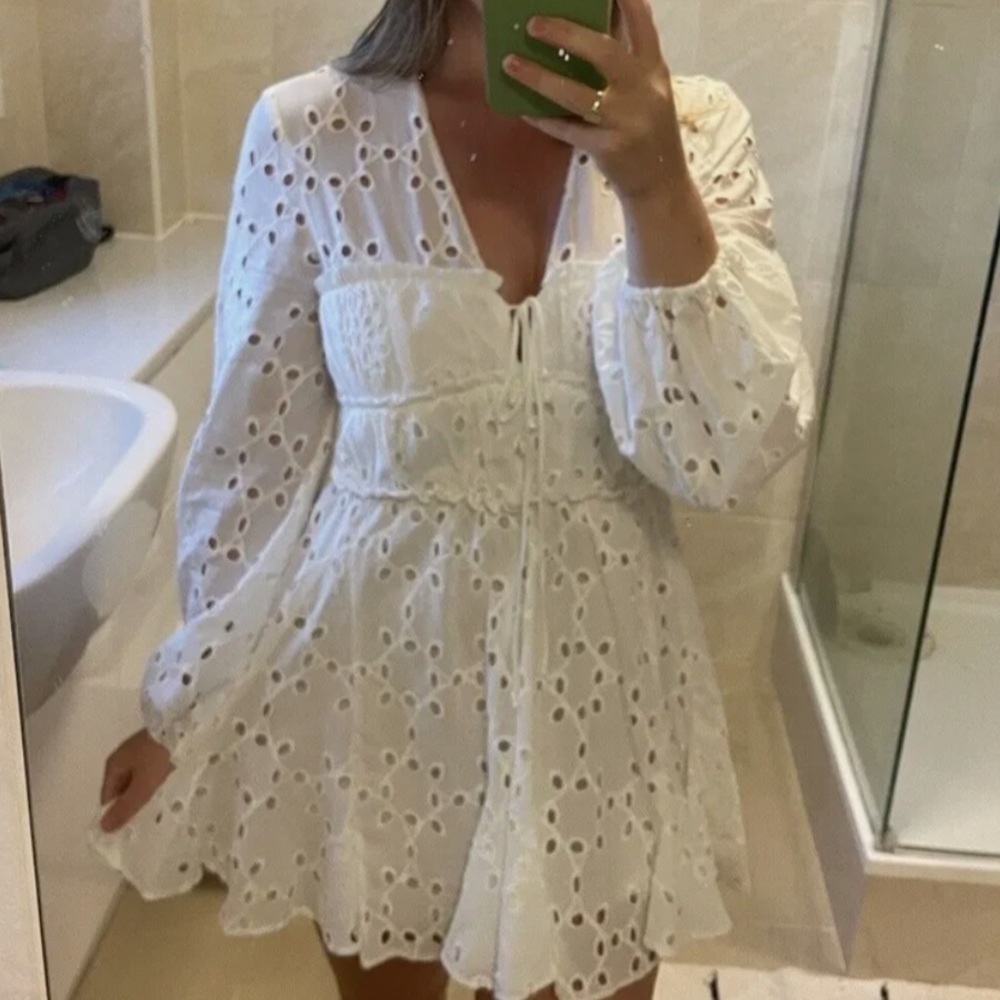 Zara White Eyelet Dress